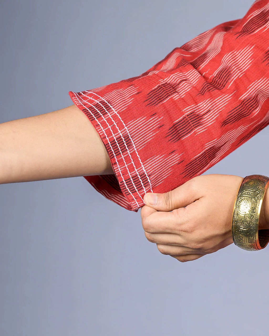 Rust Red Ikat Kurti - Kurti