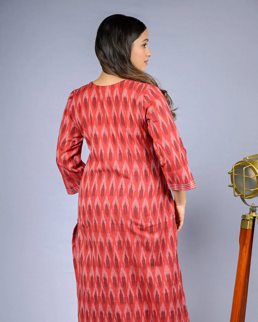 Rust Red Ikat Kurti - Kurti
