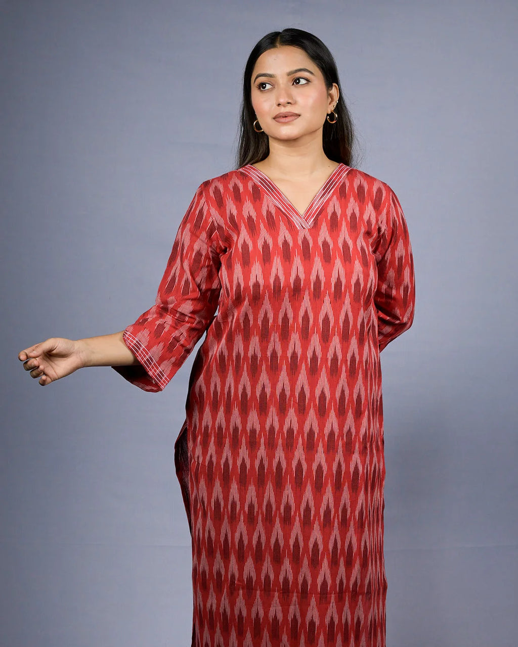 Rust Red Ikat Kurti - XS - Kurti