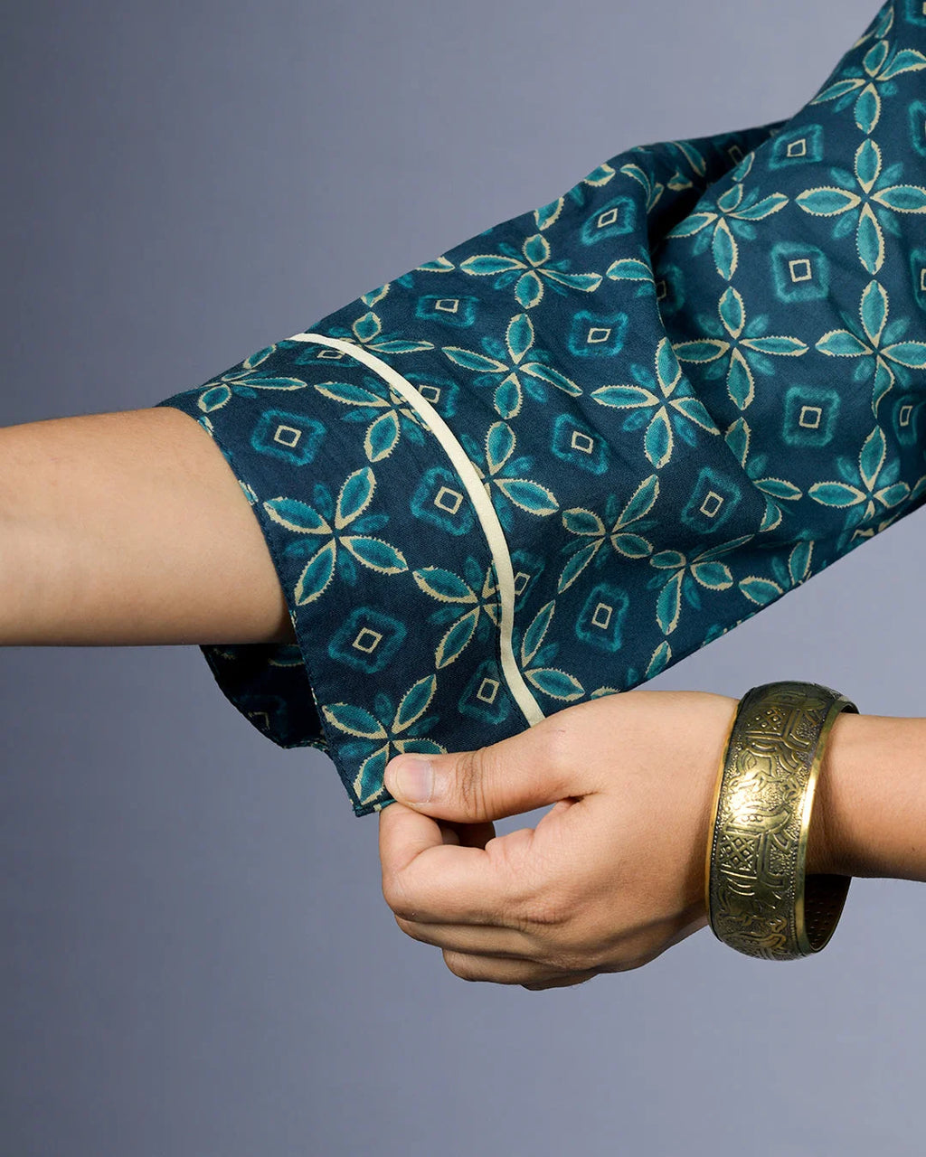 Teal Blue Printed Kurti - Kurti