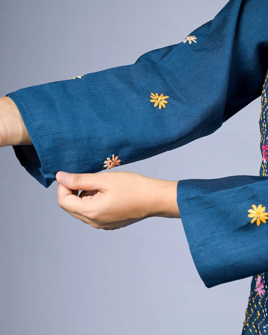 Teal Embroidered Co-Ord Set - Kurti Set