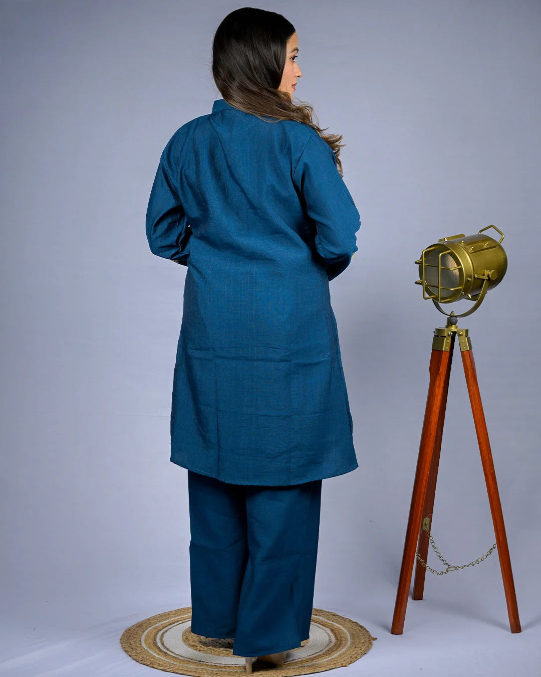 Teal Embroidered Co-Ord Set - Kurti Set