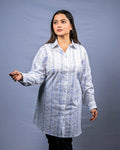 White Floral Stripe Shirt - XS - Shirt