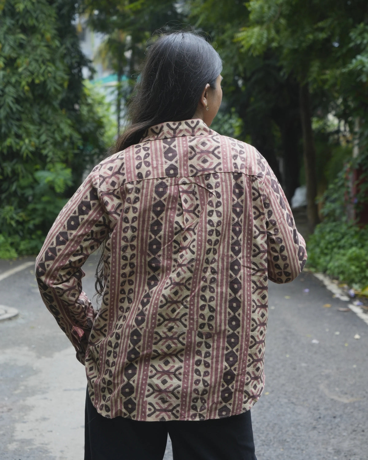 Women’s Beige Ethnic Printed Cotton Shirt - Shirt