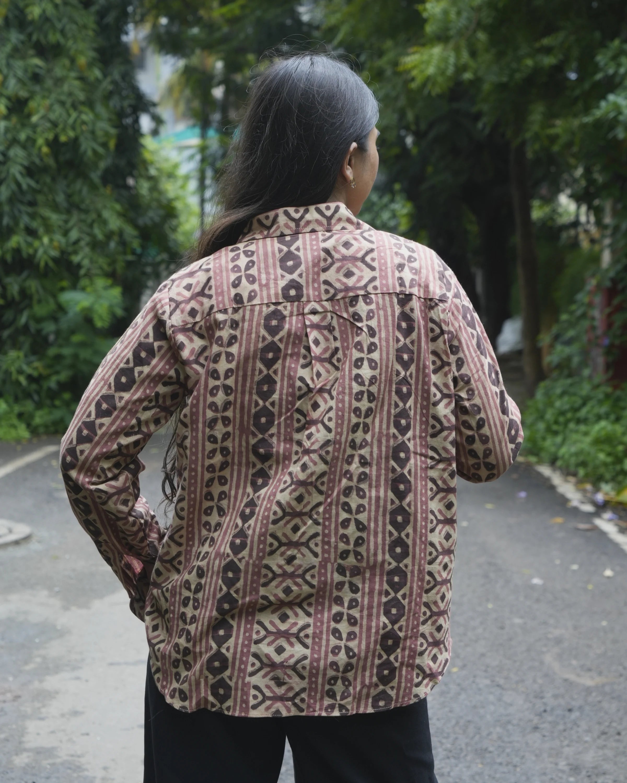 Women’s Beige Ethnic Printed Cotton Shirt - Shirt