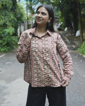 Women’s Beige Ethnic Printed Cotton Shirt - XS - Shirt