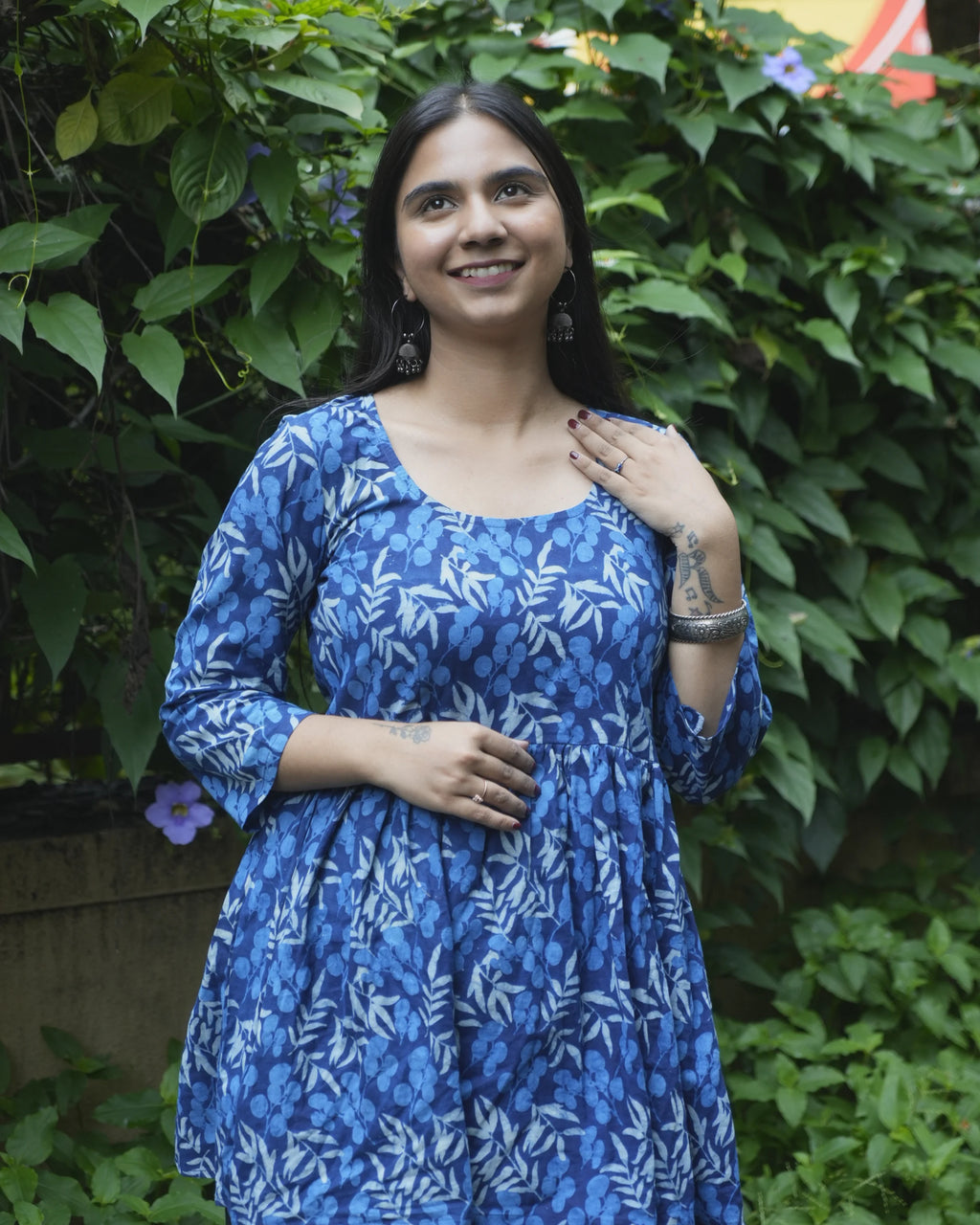 Women’s Blue Floral Peplum Top - XS - top