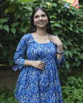 Women’s Blue Floral Peplum Top - XS - top