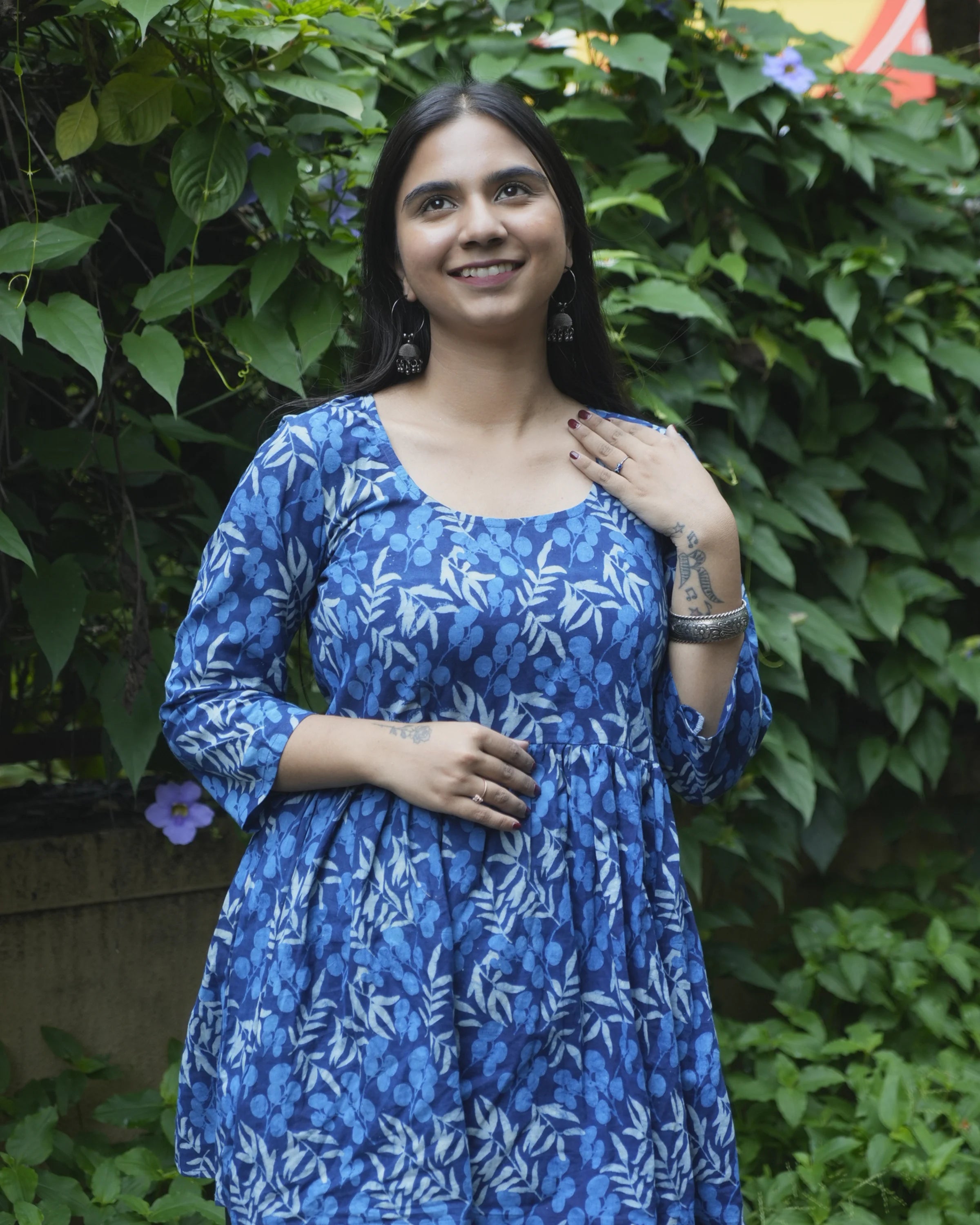 Women’s Blue Floral Peplum Top - XS - top