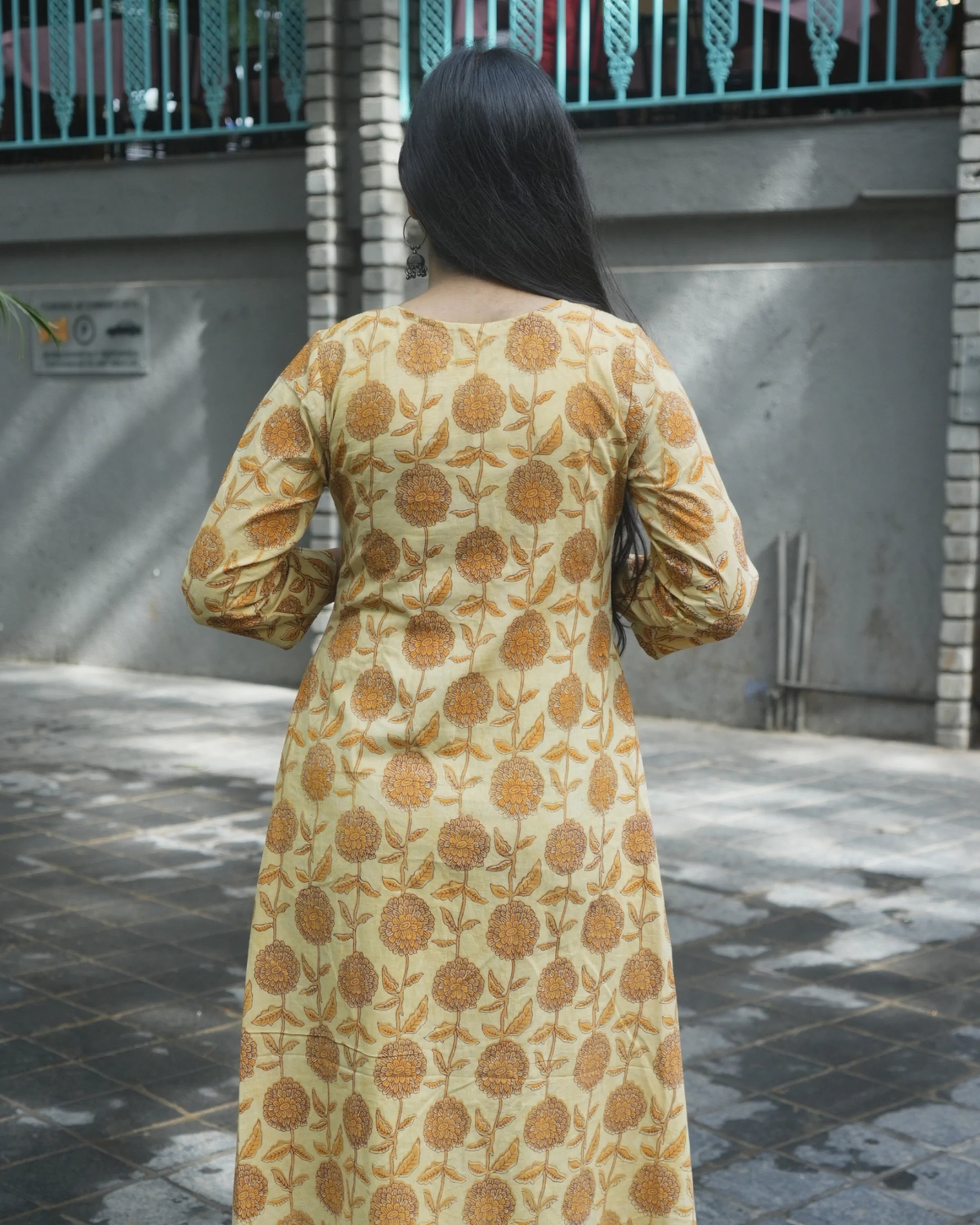 Women’s Mustard Floral Printed A-line Kurti - Kurti
