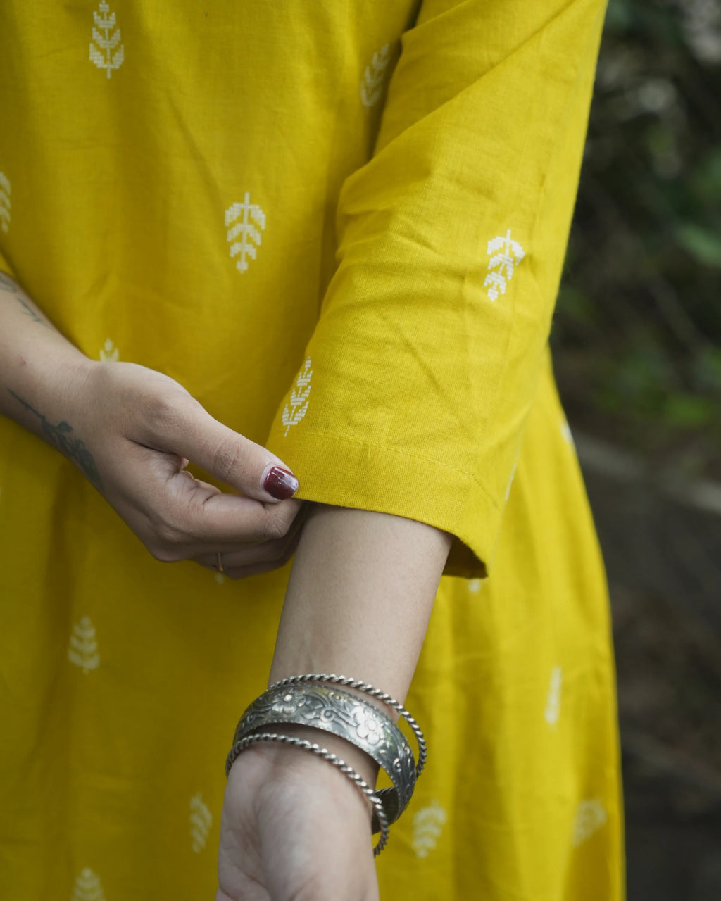 Women’s Mustard Leaf Printed A-Line Kurti - Kurti