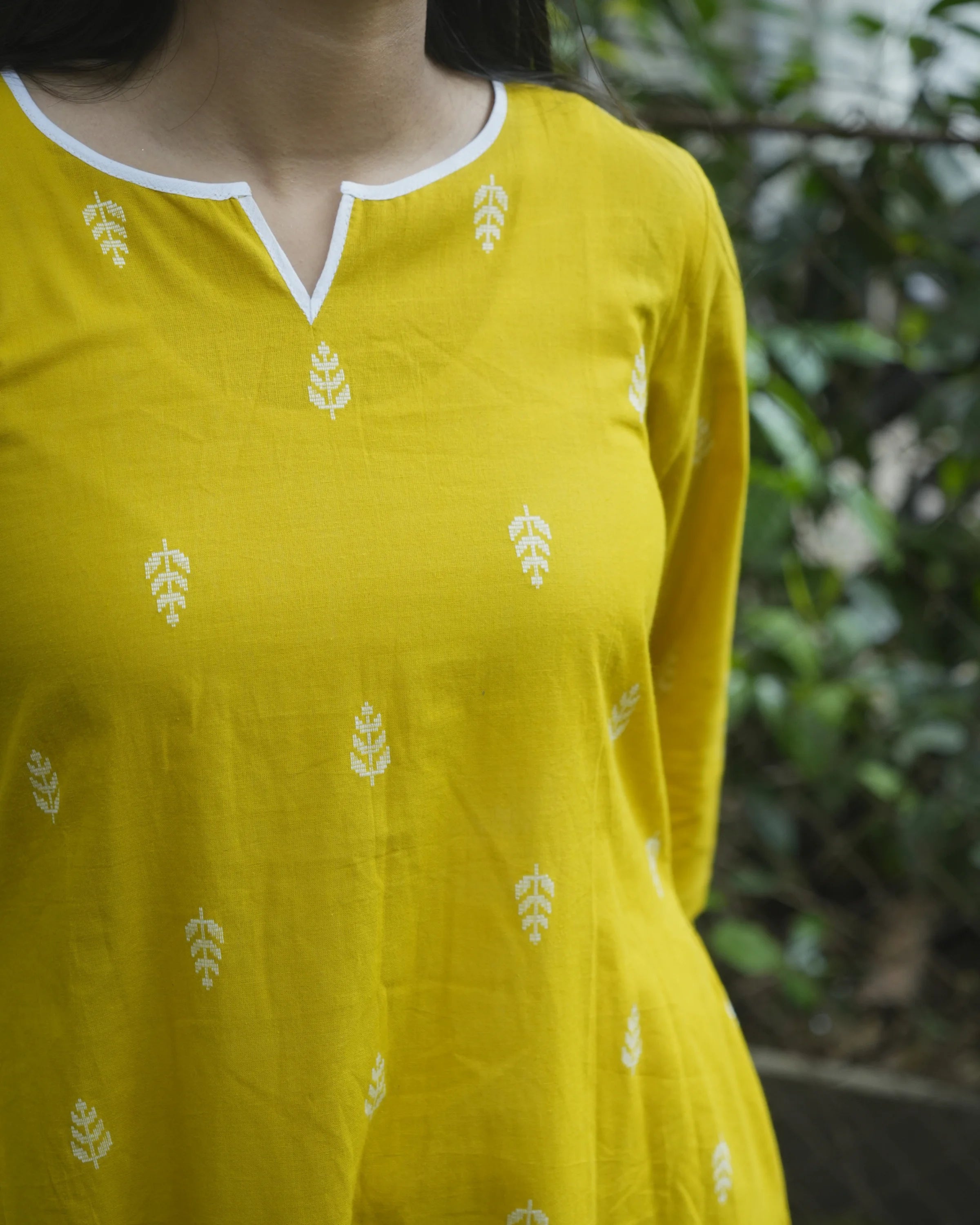 Women’s Mustard Leaf Printed A-Line Kurti - Kurti