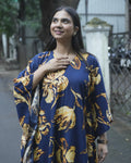 Women’s Navy Blue Floral Kaftan - XS - top