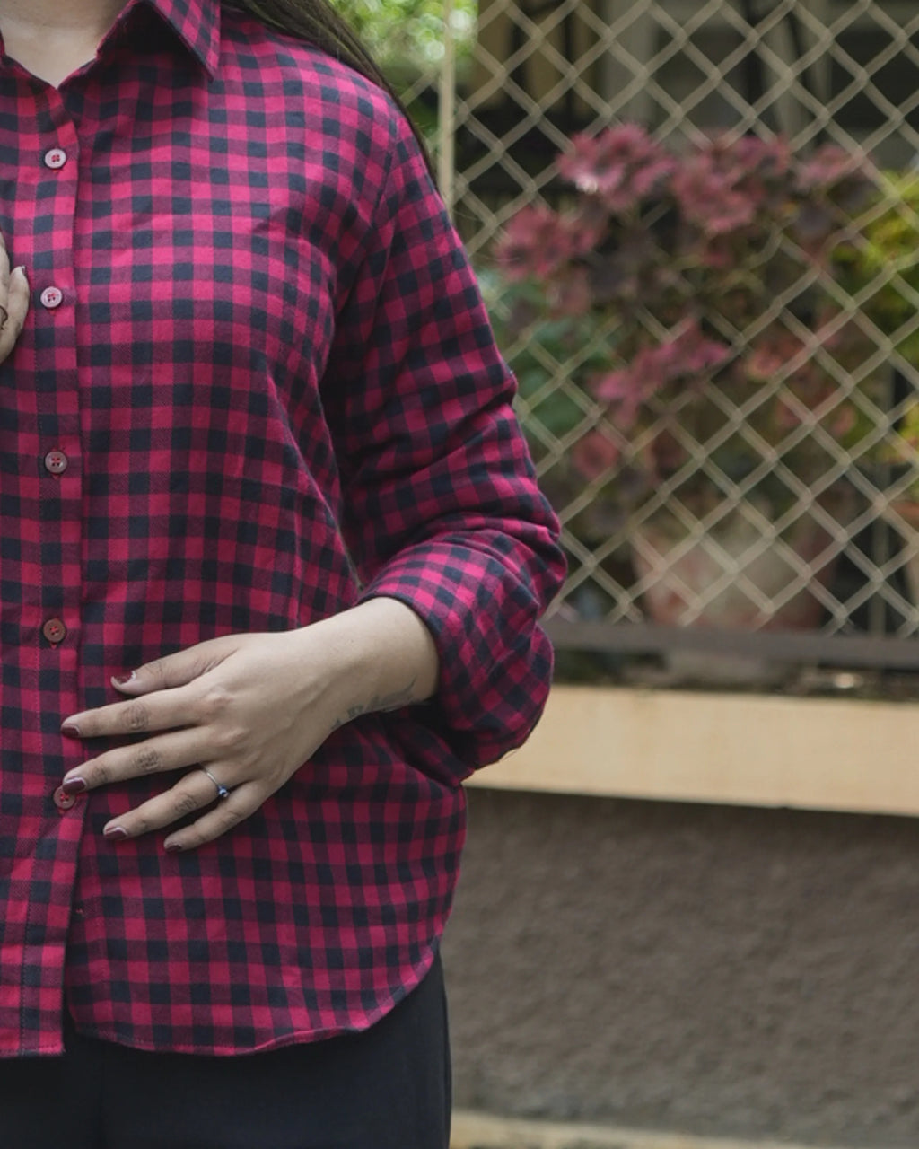 Women’s Red & Black Checked Cotton Shirt - Shirt