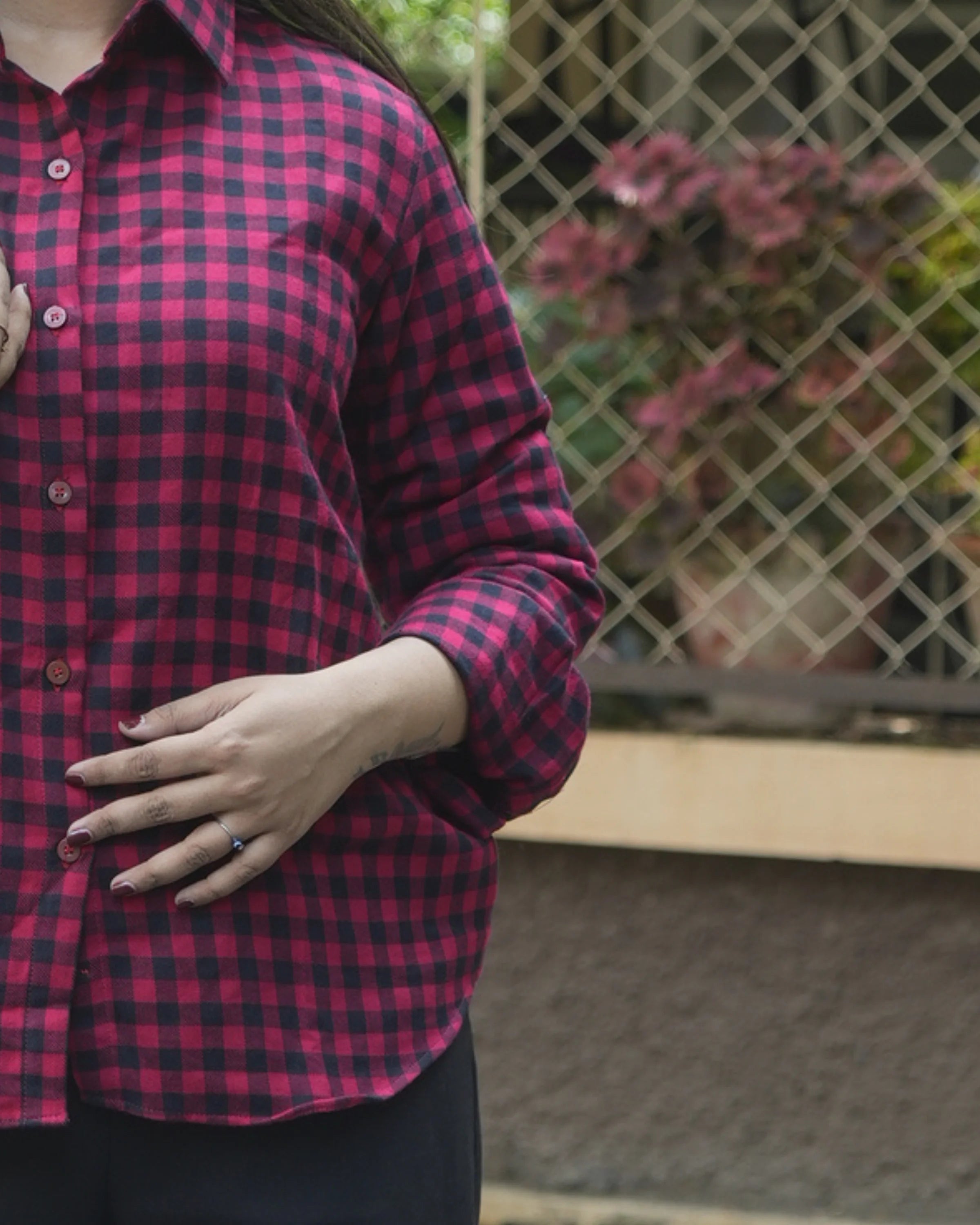 Women’s Red & Black Checked Cotton Shirt - Shirt