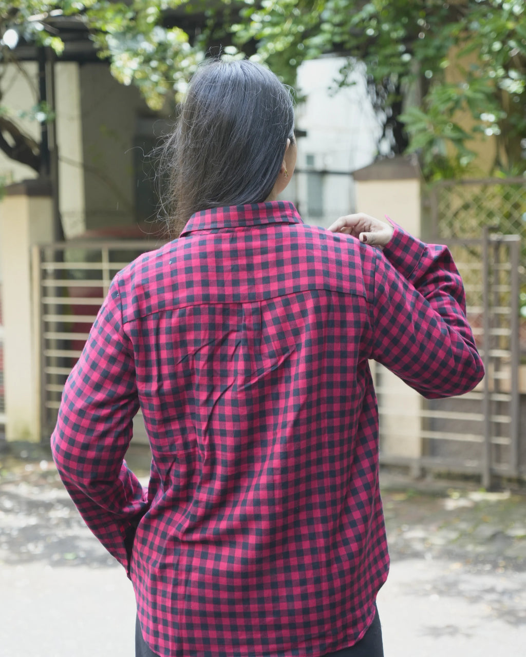 Women’s Red & Black Checked Cotton Shirt - Shirt