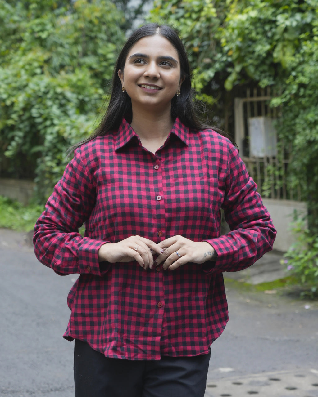 Women’s Red & Black Checked Cotton Shirt - XS - Shirt